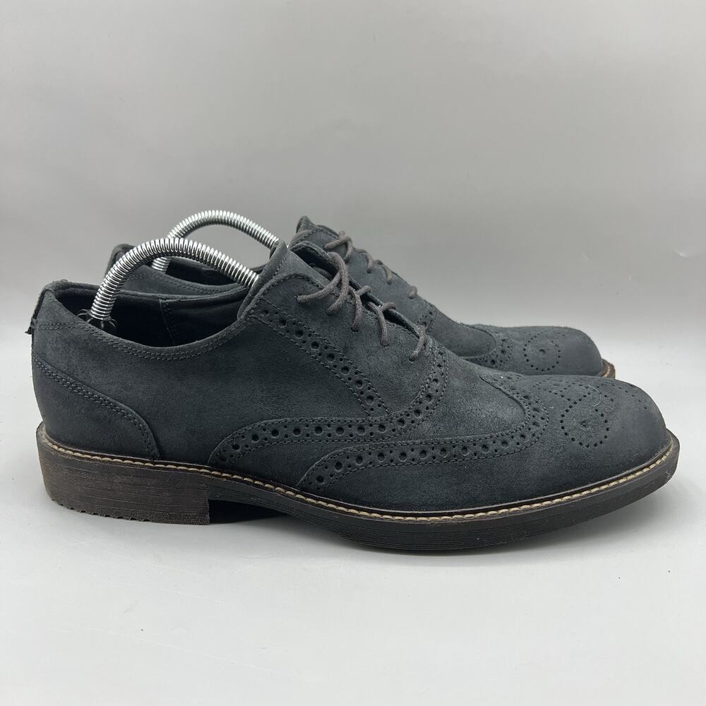 ECCO Kenton Wingtip Brogue Shoes Men Size 10 Blue Nubuck Leather Casual Oxford